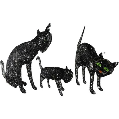 Northlight LED Lighted Black Cat Family Outdoor Halloween Decorations - 27.5" - Set Of 3 6 Northlight LED Lighted Black Cat Family Outdoor Halloween Decorations - 27.5" - Set Of 3 - Image 4