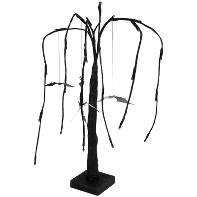 Northlight Pre-Lit Glittered Halloween Willow Tree With Bats - 24" - LED Orange Lights 5 Northlight Pre-Lit Glittered Halloween Willow Tree With Bats - 24" - LED Orange Lights - Image 3