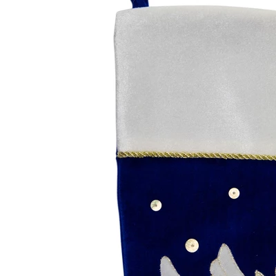 Northlight 20.5" Royal Blue And White Velvet Dove With Olive Branch Christmas Stocking 4 Northlight 20.5" Royal Blue And White Velvet Dove With Olive Branch Christmas Stocking - Image 2