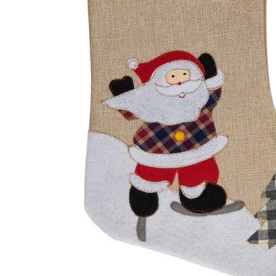 Northlight 19" Beige And Red Burlap "Ho Ho Ho" Santa Claus Christmas Stocking 4 Northlight 19" Beige And Red Burlap "Ho Ho Ho" Santa Claus Christmas Stocking - Image 2