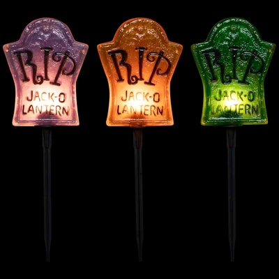 Northlight Lighted R.I.P Tombstone Halloween Outdoor Pathway Markers - 18" - Set Of 3 4 Northlight Lighted R.I.P Tombstone Halloween Outdoor Pathway Markers - 18" - Set Of 3 - Image 2
