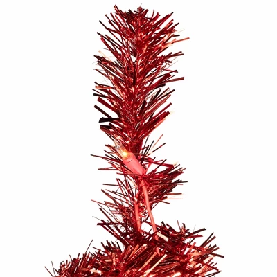Northlight Pre-Lit Artificial Tinsel Christmas Tree - 3' - Red - Clear Lights 7 Northlight Pre-Lit Artificial Tinsel Christmas Tree - 3' - Red - Clear Lights - Image 5