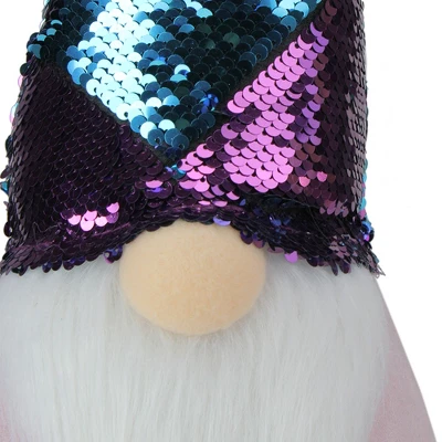 Northlight Gnome With Flip Sequin Hat Christmas Decoration - 17.5" - Purple And Blue 5 Northlight Gnome With Flip Sequin Hat Christmas Decoration - 17.5" - Purple And Blue - Image 3