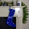 Northlight 18" LED Blue Stocking "Believe" With White Snowflakes
