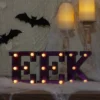 Northlight LED Lighted EEK Halloween Marquee Sign - 6.5" Purple Warm White Lights -Festival GUEST 722ccb8f c279 40c9 8dff 7851032e7c1a