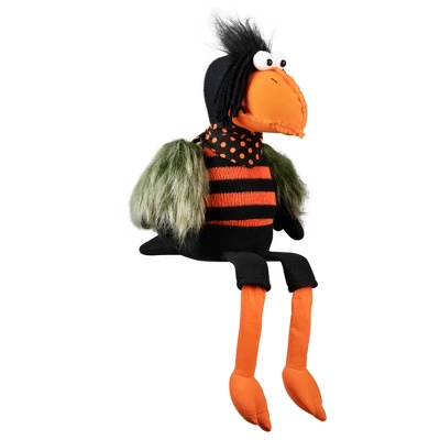 Northlight Plush Sitting Crow Halloween Decoration With Dangling Legs - 17" 3 Northlight Plush Sitting Crow Halloween Decoration With Dangling Legs - 17" - Image 2