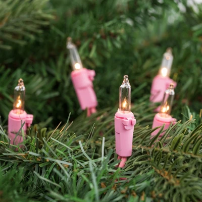 Northlight 50-Count Clear Mini Christmas Light Set - 10' Pink Wire 3 Northlight 50-Count Clear Mini Christmas Light Set - 10' Pink Wire