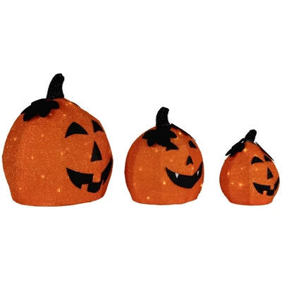 Northlight LED Lighted Jack O' Lantern Outdoor Halloween Decorations - Warm White - Set Of 3 5 Northlight LED Lighted Jack O' Lantern Outdoor Halloween Decorations - Warm White - Set Of 3 - Image 3
