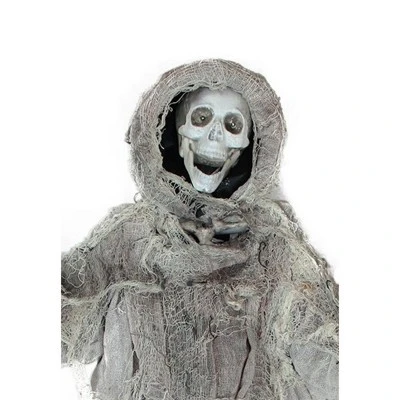 Northlight 36" Prelit Touch Activated Death Reaper Hanging Halloween Decoration - White/Gray 4 Northlight 36" Prelit Touch Activated Death Reaper Hanging Halloween Decoration - White/Gray - Image 2