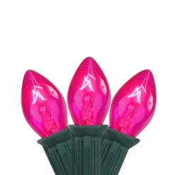 Northlight C7 Christmas String Lights - Pink - 24' Green Wire - 25ct