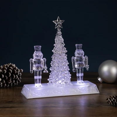Northlight LED Lighted Icy Crystal Nutcracker And Christmas Tree Decoration - 9" - White Lights 3 Northlight LED Lighted Icy Crystal Nutcracker And Christmas Tree Decoration - 9" - White Lights