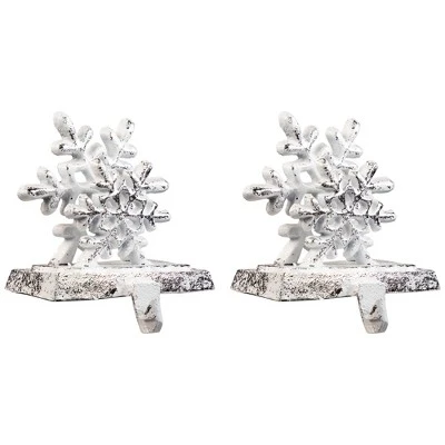 Northlight Double Snowflake Christmas Stocking Holders - 4.75" - Silver - Set Of 2 5 Northlight Double Snowflake Christmas Stocking Holders - 4.75" - Silver - Set Of 2 - Image 3