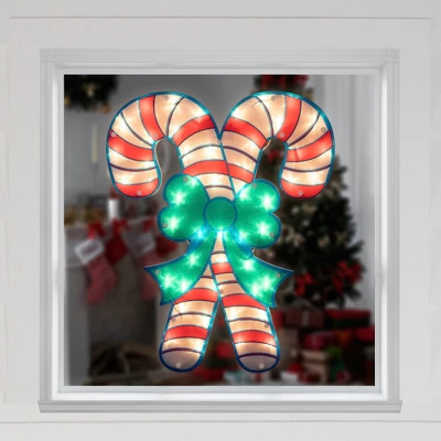 Northlight 18.5" Lighted Double Candy Cane Christmas Window Silhouette 4 Northlight 18.5" Lighted Double Candy Cane Christmas Window Silhouette - Image 2