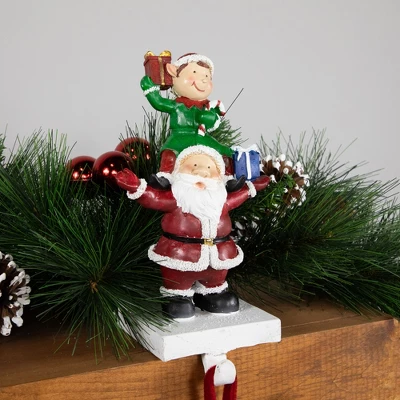 Northlight 8.75" Santa And Elf Christmas Stocking Holder 4 Northlight 8.75" Santa And Elf Christmas Stocking Holder - Image 2