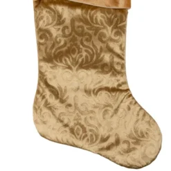 Northlight 20.5" Gold Etched Velvet Christmas Stocking With Glitter Print And Metallic Trim -Festival GUEST 8a326469 d6ce 4c9d 9fe0 f3df1bec37f6