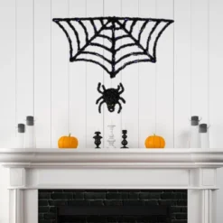 Northlight Lighted Spider And Web Halloween Decoration - 36" - Black - Purple LED Lights