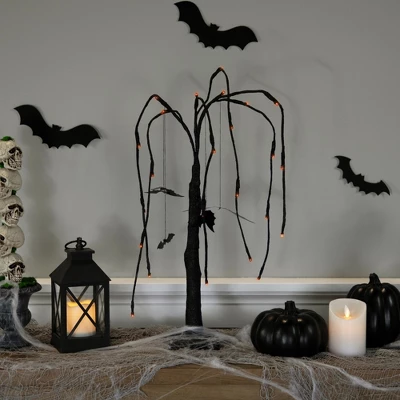 Northlight Pre-Lit Glittered Halloween Willow Tree With Bats - 24" - LED Orange Lights 4 Northlight Pre-Lit Glittered Halloween Willow Tree With Bats - 24" - LED Orange Lights - Image 2
