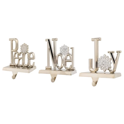 Northlight Peace, Joy And Noel Metal Christmas Stocking Holders - 6.5" - Set Of 3 4 Northlight Peace, Joy And Noel Metal Christmas Stocking Holders - 6.5" - Set Of 3 - Image 2