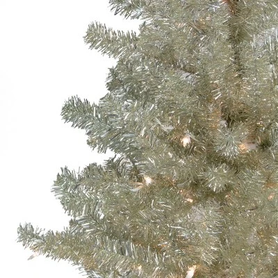 Northlight 9' Pre-Lit Artificial Christmas Tree Metallic Sheer Champagne Tinsel - Clear Lights 4 Northlight 9' Pre-Lit Artificial Christmas Tree Metallic Sheer Champagne Tinsel - Clear Lights - Image 2