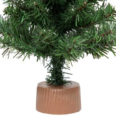 Northlight Mini Canadian Pine Artificial Christmas Tree With Faux Wood Base - 12" - Unlit 4 Northlight Mini Canadian Pine Artificial Christmas Tree With Faux Wood Base - 12" - Unlit - Image 2