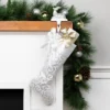 Northlight 19” White And Silver Filigree Christmas Stocking With Bows -Festival GUEST 9e577c4e 4393 44a0 8427 95a7367b88ab
