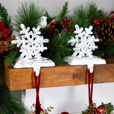 Northlight Double Snowflake Christmas Stocking Holders - 4.75" - Silver - Set Of 2 4 Northlight Double Snowflake Christmas Stocking Holders - 4.75" - Silver - Set Of 2 - Image 2