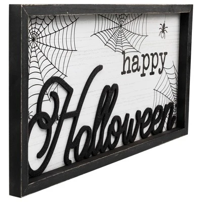 Northlight Framed "Happy Halloween" Spider Web Wall Sign - 23.5" 4 Northlight Framed "Happy Halloween" Spider Web Wall Sign - 23.5" - Image 2