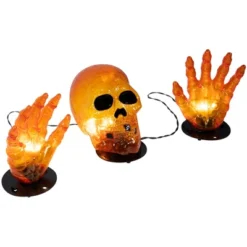 Northlight LED Lighted Skull And Hands Outdoor Halloween Decoration - 4' Black Wire - Orange -Festival GUEST a1ae76ae 5bc4 4ae3 befc e6cf4c295ee2