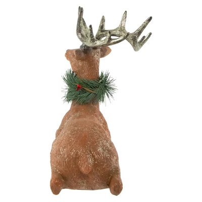 Northlight Glittered Sitting Deer With Pine Neck Wreath Christmas Decoration - 10" 7 Northlight Glittered Sitting Deer With Pine Neck Wreath Christmas Decoration - 10" - Image 5