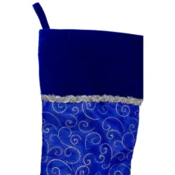 Northlight 20.5" Royal Blue And Silver Swirl Christmas Stocking With Velveteen Cuff -Festival GUEST b06c1d4e 8f20 4822 923d a7941ee1f13e