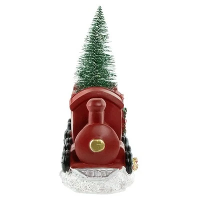 Northlight LED Lighted Frosted Trees In Train Christmas Decoration - 12" - Red And Gold 6 Northlight LED Lighted Frosted Trees In Train Christmas Decoration - 12" - Red And Gold - Image 4