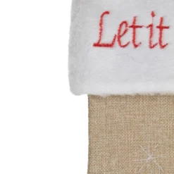 Northlight 19" Beige And Red Burlap "Let It Snow" Bird Christmas Stocking -Festival GUEST b7a5ed87 0178 4fc7 b1c5 b82ef3d18c25