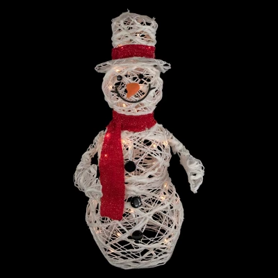 Northlight Lighted Glittered Rattan Snowman Outdoor Christmas Decoration - 28" - Clear Lights 4 Northlight Lighted Glittered Rattan Snowman Outdoor Christmas Decoration - 28" - Clear Lights - Image 2