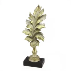 Northlight 15" Rich Elegance Distressed Gold Leaf Finial With Black Base Christmas Decoration