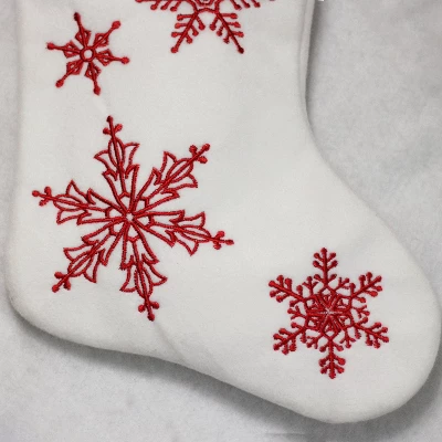 Northlight 15.25" Red And White Snowflake Embroidered Christmas Stocking 4 Northlight 15.25" Red And White Snowflake Embroidered Christmas Stocking - Image 2