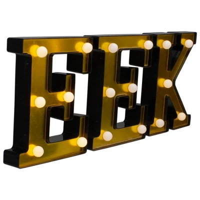 Northlight LED Lighted EEK Halloween Marquee Sign - 6.5" - Warm White Lights - Gold Finish 4 Northlight LED Lighted EEK Halloween Marquee Sign - 6.5" - Warm White Lights - Gold Finish - Image 2