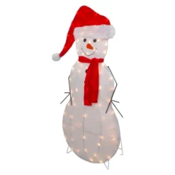 Northlight 42" Lighted 2D Chenille Snowman In Santa Hat Outdoor Christmas Decoration -Festival GUEST c68f48d9 4f53 44f2 aadd 480b6d522e3d