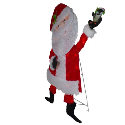 Northlight Lighted Chenille Santa With Bird Outdoor Christmas Decoration - 32" - White Lights 4 Northlight Lighted Chenille Santa With Bird Outdoor Christmas Decoration - 32" - White Lights - Image 2
