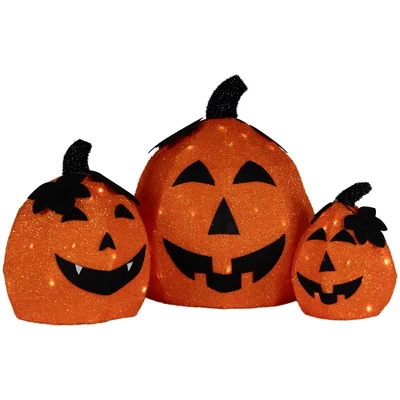 Northlight LED Lighted Jack O' Lantern Outdoor Halloween Decorations - Warm White - Set Of 3 7 Northlight LED Lighted Jack O' Lantern Outdoor Halloween Decorations - Warm White - Set Of 3 - Image 5