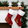 Northlight Reindeer And Snowflake Sequin Christmas Stockings - 20" - Red And White - Set Of 2 -Festival GUEST cf1cd70e 9d4c 4843 b6de 8837d3e50c03