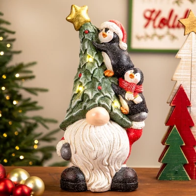 Northlight Lighted Gnome With Penguins Christmas Decoration -17" - Clear LED Lights 3 Northlight Lighted Gnome With Penguins Christmas Decoration -17" - Clear LED Lights