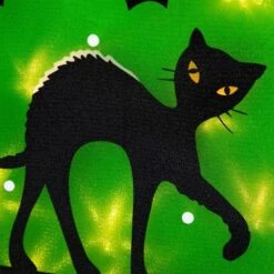 Northlight Lighted Black Cat With Bats Halloween Window Decoration - 13.75" -Festival GUEST d6854d5a d36e 43d0 9110 c62f523236ac
