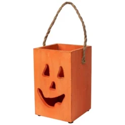Northlight Large Orange Wood Jack O Lantern Halloween Candle Lantern - 8" -Festival GUEST d7f459cd 2e19 44a4 9611 b20aed25e4d6