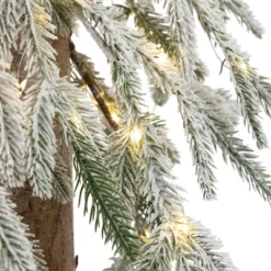 Northlight Pre-Lit Flocked Battery Operated Alpine Artificial Christmas Tree - 3' - Clear LED Lights -Festival GUEST d7f705f2 d14e 423f 8cf1 b48013692b2f