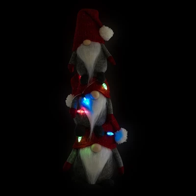 Northlight LED Lighted Triple Stacked Gnomes Christmas Decoration - 26" - Multicolor Lights 4 Northlight LED Lighted Triple Stacked Gnomes Christmas Decoration - 26" - Multicolor Lights - Image 2