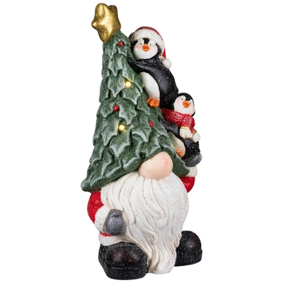 Northlight Lighted Gnome With Penguins Christmas Decoration -17" - Clear LED Lights 5 Northlight Lighted Gnome With Penguins Christmas Decoration -17" - Clear LED Lights - Image 3