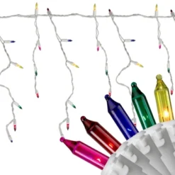Northlight Mini Incandescent Icicle Christmas Lights - Multi-color - 8.75' White Wire - 150ct