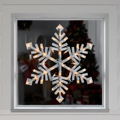 Northlight 15.5" White Lighted Snowflake Christmas Outdoor Window Silhouette 3 Northlight 15.5" White Lighted Snowflake Christmas Outdoor Window Silhouette