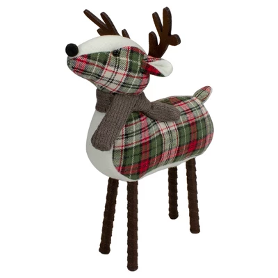 Northlight Standing Plaid Reindeer Christmas Decoration - 13.5" - Red, Green And Brown 4 Northlight Standing Plaid Reindeer Christmas Decoration - 13.5" - Red, Green And Brown - Image 2