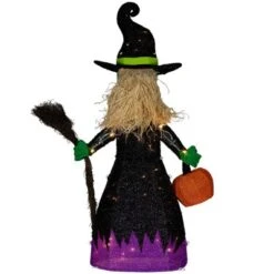 Northlight LED Lighted Witch With Broom Outdoor Halloween Decoration - 39" - Clear Lights -Festival GUEST ee0e5d86 251f 40eb 99c2 7206f2f7b3bb